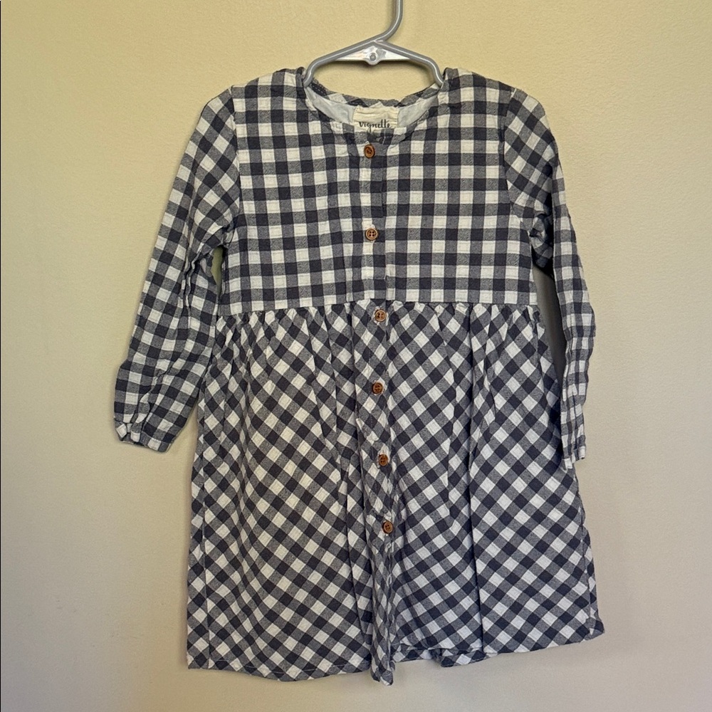 Vignette Sz 4 Plaid Long Sleeve Dress with Buttons